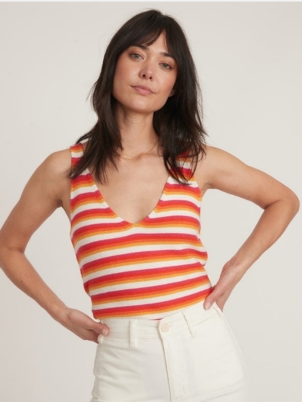 Marine Layer Finley Sweater Tank, Sunset Stripe - M